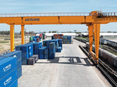 AICRANE контейнерный козловой кран 45 тонн в Казахстане